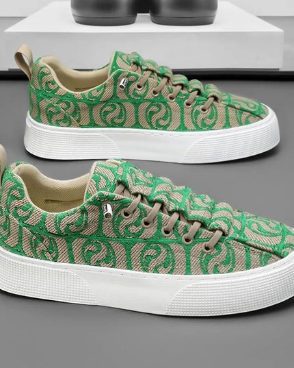 Men's Canvas Low Top Sneakers - Flat Sole, Vulcanized Style