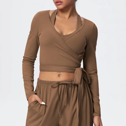 Women Drawstring Yoga Pants Wide Leg Loose Casual  Straight