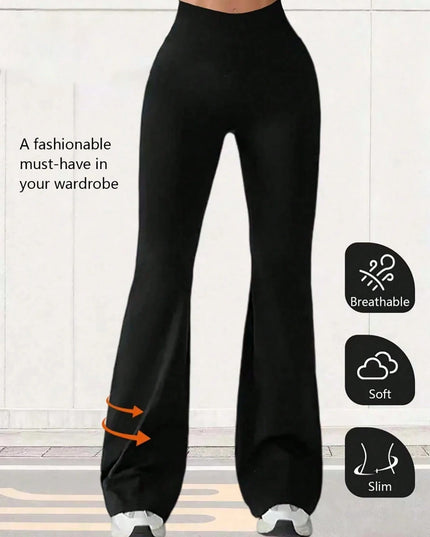 Women's High-Waist Slim Fit Elastic Flared Pants with Hip-Lifting Effect