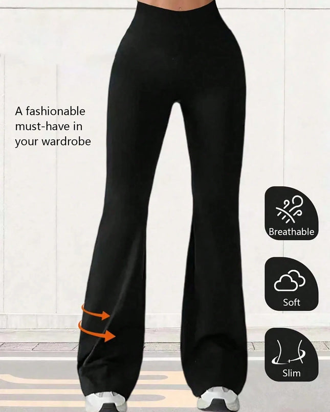 Women's High-Waist Slim Fit Elastic Flared Pants with Hip-Lifting Effect