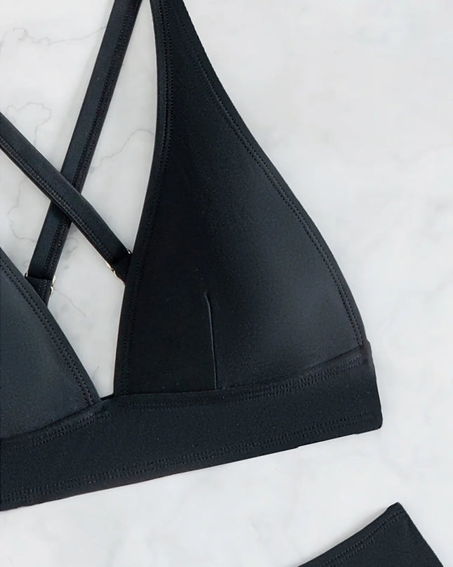 Women's Cross Back Mini Micro Thong Bikini Two-Piece Set
