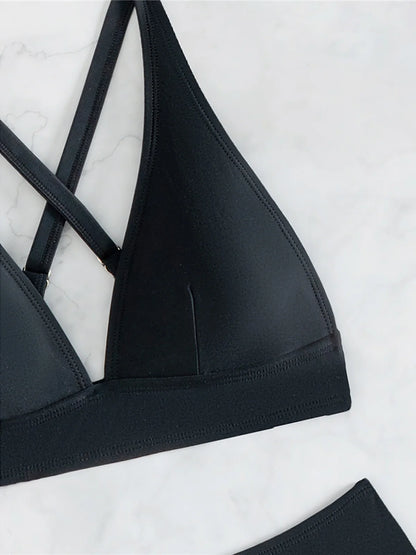 Women's Cross Back Mini Micro Thong Bikini Two-Piece Set