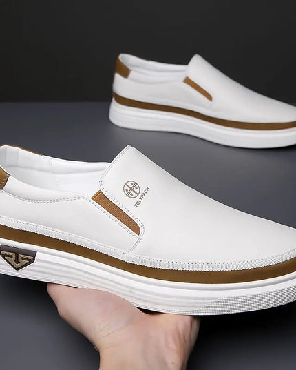 Men's Genuine Leather Slip-On Sneakers - Stylish & Comfortable Casual Footwear