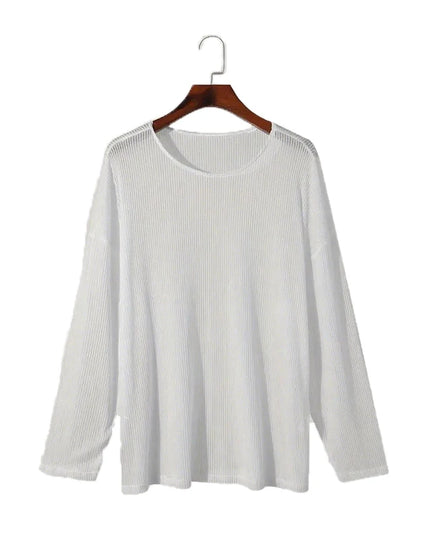 Men's Sheer O-Neck Long Sleeve Sweater
