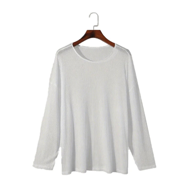 Men's Sheer O-Neck Long Sleeve Sweater