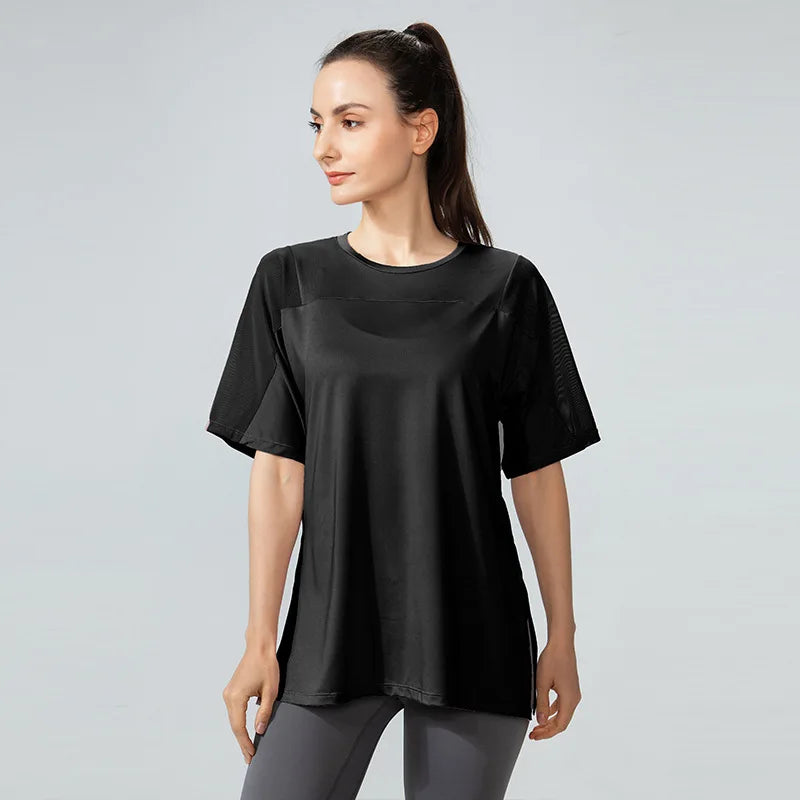 Women's Loose Fit Quick Dry T-Shirts with Split Hem